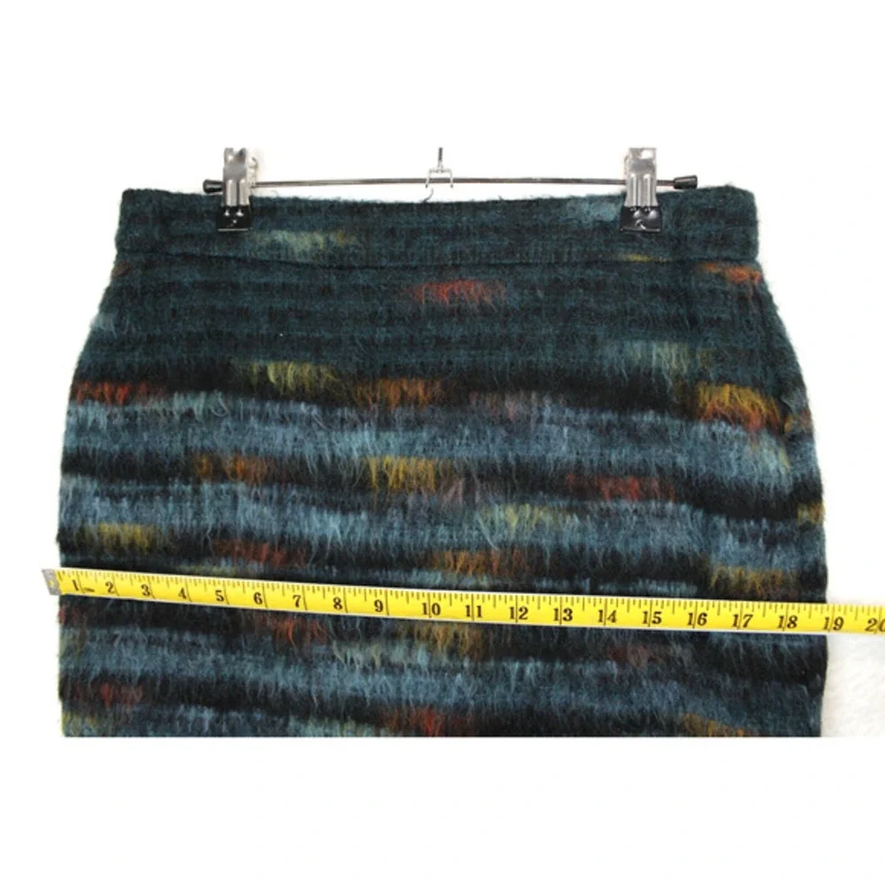 Maeve Anthropologie Women‎ 6 Wool Blend Fuzzy Textured Skirt Teal Black USA
